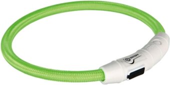 Bol.com Trixie halsband hond flash lichthalsband usb tpu / nylon groen - 65x0.7 cm aanbieding