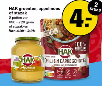 Hoogvliet HAK groenten, appelmoes of stazak aanbieding