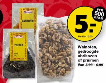 Hoogvliet Walnoten, gedroogde abrikozen of pruimen   500g aanbieding