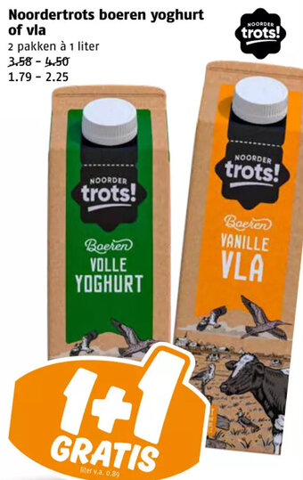 Poiesz Noordertrots boeren yoghurt of vla aanbieding