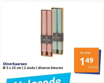 Action Dinerkaarsen Ø 3 x 25 cm aanbieding