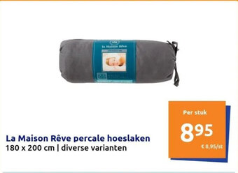 Action La Maison Rêve percale hoeslaken 180 x 200 cm aanbieding