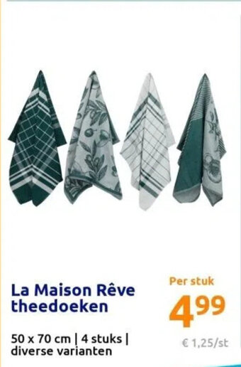 Action La Maison Rêve theedoeken 50 x 70 cm aanbieding