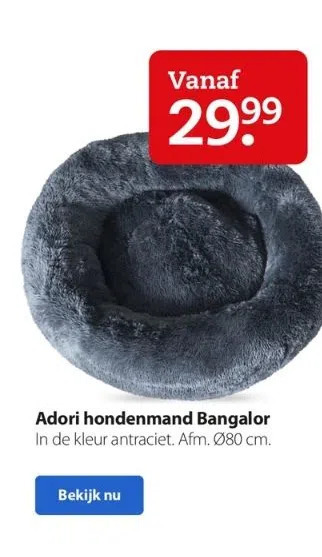 Pets Place Adori hondenmand bangalor in de kleur antraciet. afm. ø80 cm aanbieding