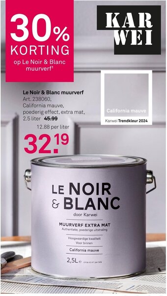 Karwei Le Noir & Blanc muurverf 2,5 liter aanbieding