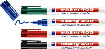 Bol.com Edding 400 permanent markers - 4 watervaste stiften - fijne, ronde punt van 1 mm - alcoholstift aanbieding