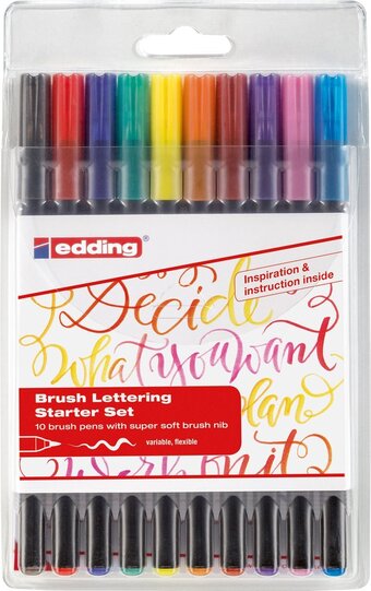 Bol.com Edding 1340 brushpennen in etui - 10 kleuren/stuks aanbieding