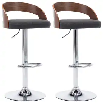 fonQ Vidaxl barkrukken 2 st stof en gebogen hout donkergrijs aanbieding
