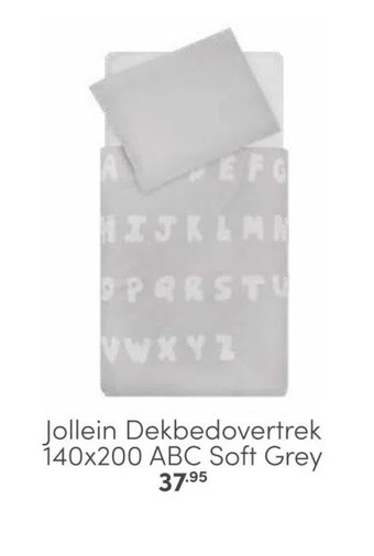 Baby & Tiener Jollein dekbedovertrek 140x200 abc soft grey aanbieding