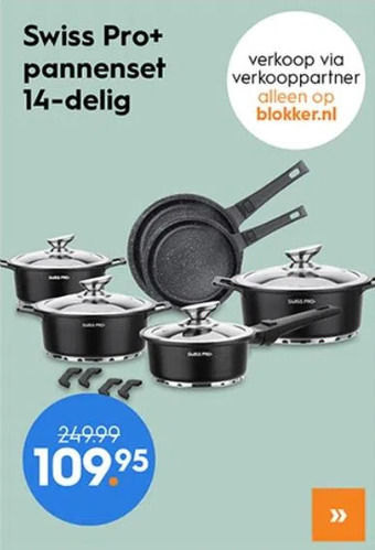 Blokker Swiss pro+ pannenset 14-delig aanbieding