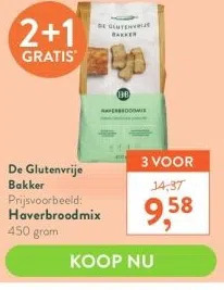 Holland & Barrett De glutenvrije bakker prijsvoorbeeld: haverbroodmix 450 gram aanbieding