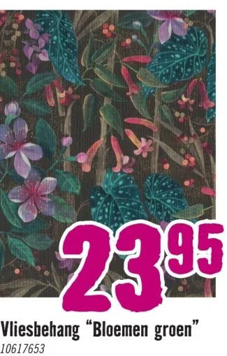 Hornbach Vliesbehang bloemen groen aanbieding