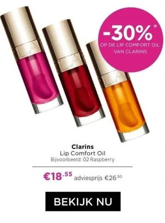 ICI Paris XL Clarins lip comfort oil bijvoorbeeld: 02 raspberry aanbieding