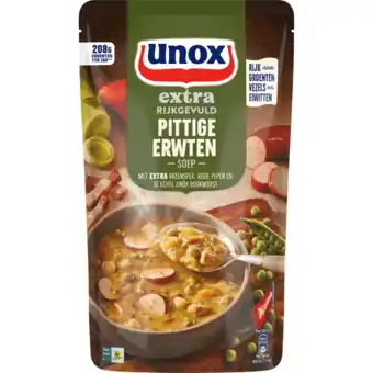 Jumbo Unox extra rijkgevuld soep in zak pittige erwten 570ml aanbieding