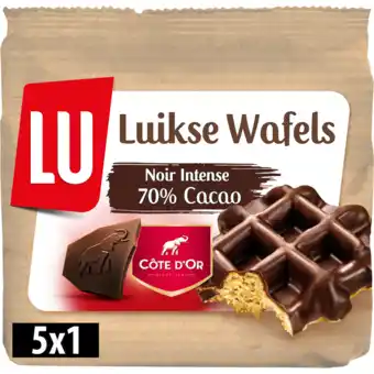 Jumbo Lu luikse wafels met côte d'or chocolade 5 stuks 260g aanbieding