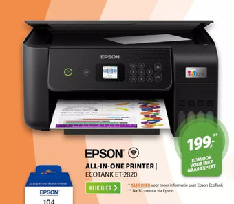 Expert EPSON ALL-IN-ONE PRINTER ECOTANK ET-2820 aanbieding