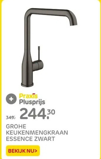 Praxis Grohe keukenmengkraan essence zwart aanbieding