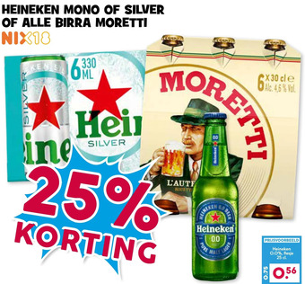 Boon`s Markt Heineken mono of silver of alle birra moretti aanbieding