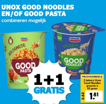Boon`s Markt Unox good noodles en/of good pasta aanbieding