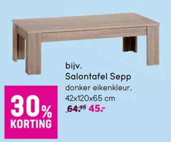 Leen Bakker Salontafel Sepp donker eikenkleur, 42x120x65 cm aanbieding