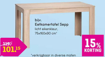 Leen Bakker Eetkamertafel Sepp licht eikenkleur, 75x160x90 cm aanbieding