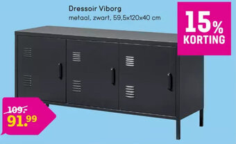 Leen Bakker Dressoir Viborg metaal, zwart, 59,5x120x40 cm aanbieding