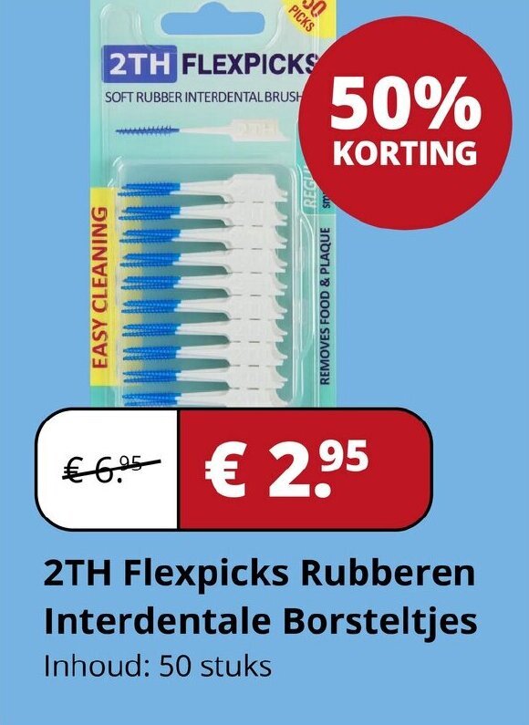 Voordeeldrogisterij 2TH Flexpicks Rubberen Interdentale Borsteltjes aanbieding