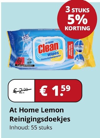 Voordeeldrogisterij At Home Lemon Reinigingsdoekjes aanbieding