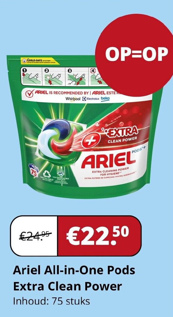 Voordeeldrogisterij Ariel All-in-One Pods Extra Clean Power aanbieding