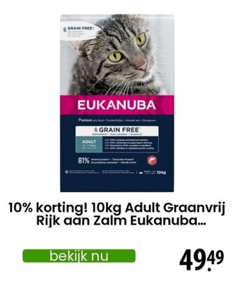 Zooplus 10kg Adult Graanvrij Rijk aan Zalm Eukanuba aanbieding