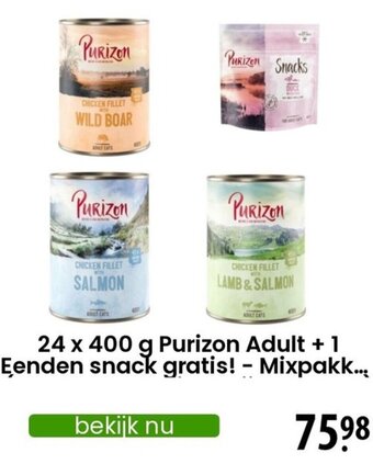 Zooplus 24 x 400 g Purizon Adult aanbieding