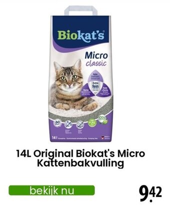 Zooplus 14L Original Biokat's Micro Kattenbakvulling aanbieding