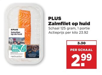 Plus Vandaag PLUS Zalmfilet op de huid  125g aanbieding