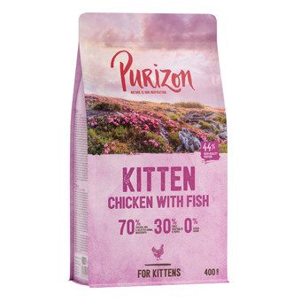 Zooplus Probeerprijs! 3 x 400 g purizon katten droogvoer - kitten kip & vis aanbieding