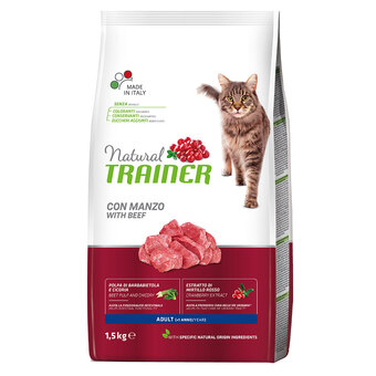 Zooplus 9kg met beef adult trainer naturel droogvoer voor katten aanbieding