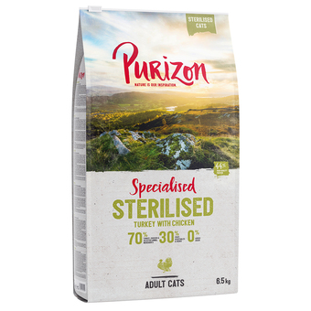 Zooplus 6,5kg sterilised adult kalkoen & kip purizon kattenvoer aanbieding
