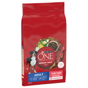 Zooplus 25% korting! 7 kg / 9 kg purina one droogvoer - 7 kg medium/maxi adult rund & rijst aanbieding