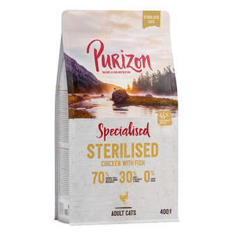 Zooplus Probeerprijs! 3 x 400 g purizon katten droogvoer - adult sterilised kip & vis aanbieding