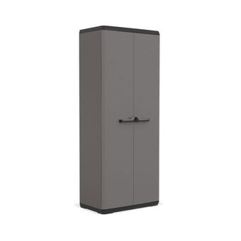 Praxis Keter hoge kast piu met 3 planken 68x39x166cm donkergrijs/zwart aanbieding