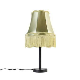 Lampenlicht.nl Klassieke tafellamp zwart met granny kap groen 30 cm - simplo aanbieding
