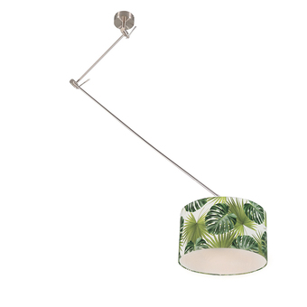 Lampenlicht.nl Moderne hanglamp staal met leaf kap 35 cm - blitz aanbieding