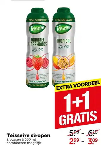 Coop Teisseire siropen 600 ml aanbieding