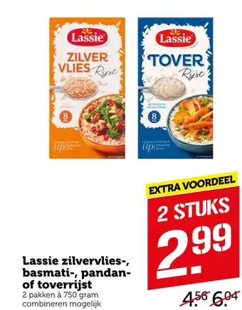 Coop Lassie zilvervlies-, basmati-, pandan- of toverrijst 750 gram aanbieding