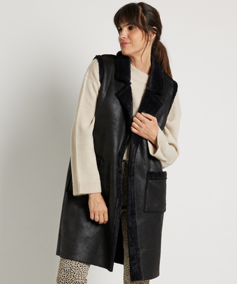 terStal Dames lang gilet zwart in maat aanbieding