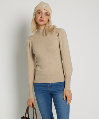 terStal Dames uni trui met pofmouw beige in maat aanbieding