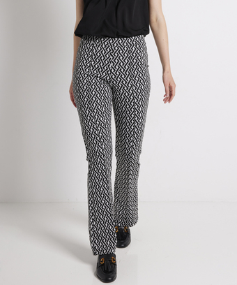 terStal Dames flared fit jacquard broek naad zwart in maat aanbieding