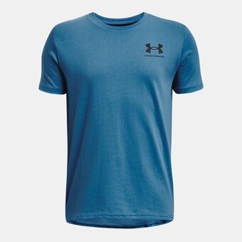 Under Armour Jongensshirt under armour sportstyle left chest met korte mouwen cosmic blauw / zwart ysm (127 - 137 cm) aanbieding