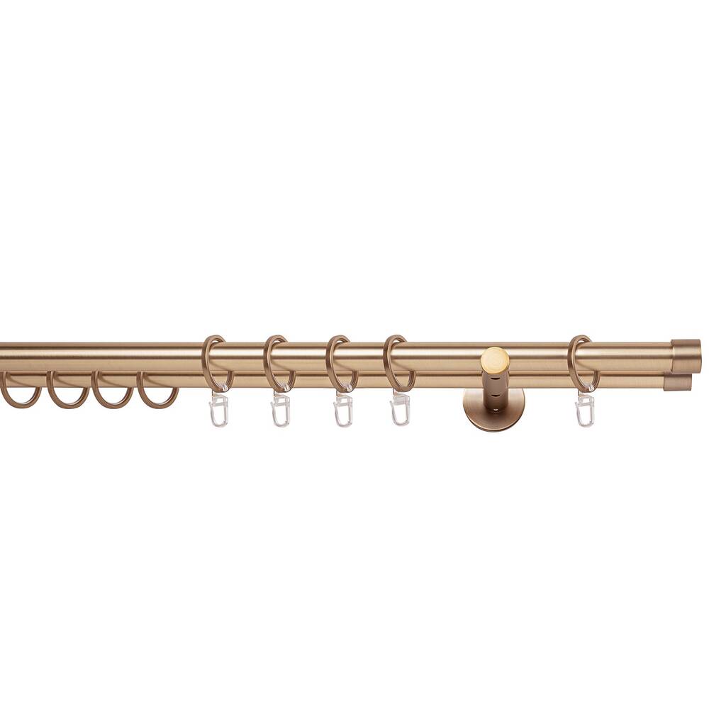 Dubbele Gordijnroede | Plafondbevestiging | Antiek Goud | Voor Rails 25/16 Mm | Tot 6 Meter Beschikbaar