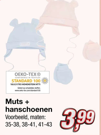 Kik Muts + hanschoenen aanbieding