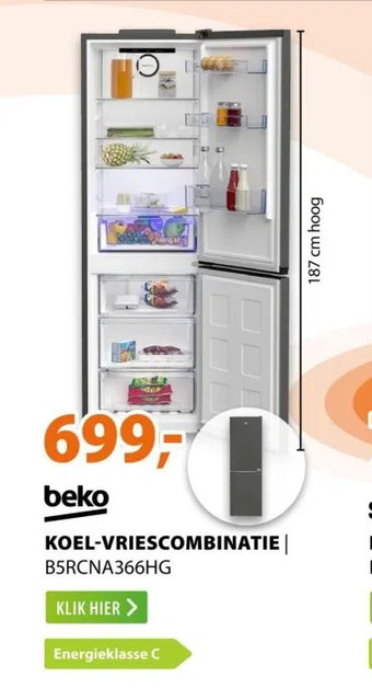 Expert Beko koel-vriescombinatie | b5rcna366hg aanbieding